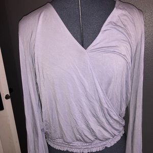 Blue blouse with bell sleeves